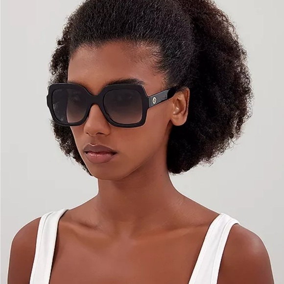 NWT - Gucci Black Minimal Square Sunglasses w/Logo - Picture 1 of 14